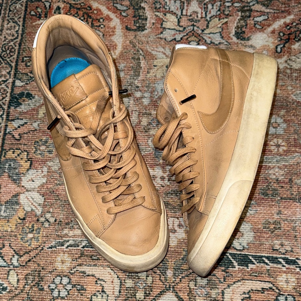 Nike blazer mid vachetta tan faux leather Brown High-Top Men's Sneakers 11.5